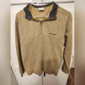 Columbia Tan and Gray Quarter-Zip Pullover Mens Size Medium